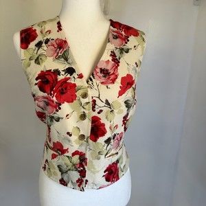 Linda Allard Ellen Tracy Floral Vest Size Petite 14